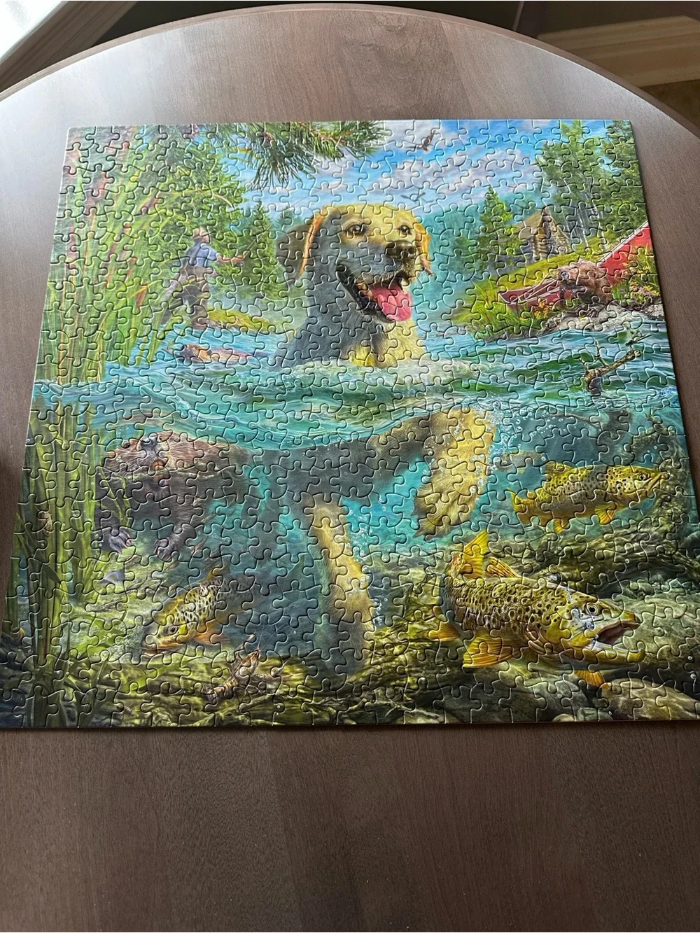 Mark Fredrickson 500-Piece Puzzle - Yellow Labrador & Trout (Yellow)